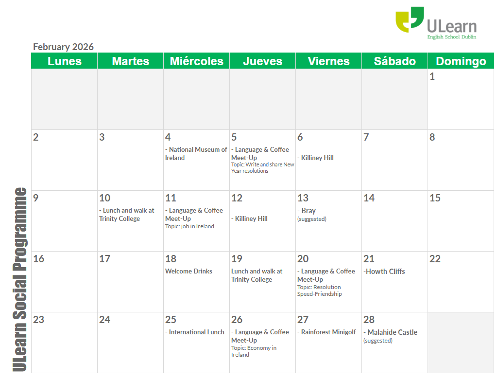 Monthly Events Calendar
